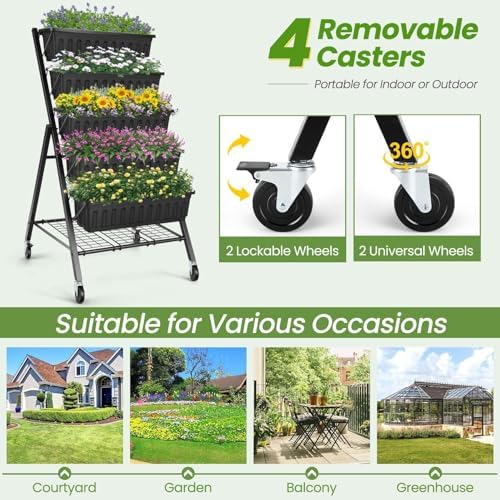 SEJOV 5-Tier Raised Garden Bed, 4FT Vertical Garden Planter - Image 4
