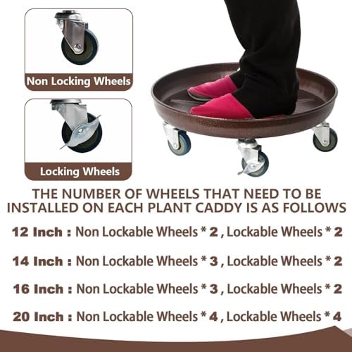 Plant Caddy with Wheels 12 Inch 3 Pack, Heavy Duty Metal Plant Stand & Dolly with Lockable Casters, Holds 160 lbs for Indoor Outdoor Large Flower Pots, Bronze - Image 5