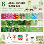 kdafio 6 Pcs Beaded Plant Kit, Bead Plant Kit with Green Beads Pots Tools - Image 3