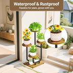 LASZOLA Plant Stand Shelf Tall for Indoor Corner, 4 Tier Wood Brown - Image 5