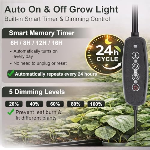 LBW 10.2in Grow Lights for Indoor Plants, Plant Grow Light with Stand - Image 3