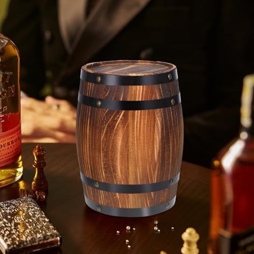 Yardwe Wine Barrel Decor 10.62X8.26X8.26In Oak Wooden Barrel Ornament Retro Photo Prop Bar Landscaping Decor for Home Party - Image 3