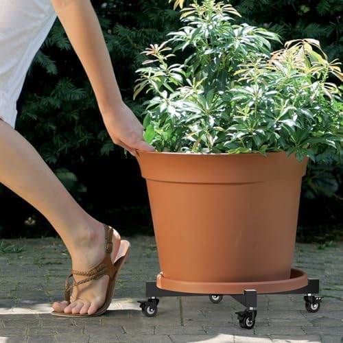 Plant Caddy With Wheels, Adjustable 14in to 21inch Heavy Duty Rolling Plant Dolly, Metal Plant Stand With 4 Lockable Caster Wheels, For Indoor Outdoor Pots Planter, Holds Up to 500 Lbs, Moving Dolly - Image 2