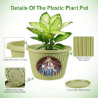 12-inch-Planters-for-Outdoor-Plant，Plastic Indoor Flower Pots with Drainage Holes & Saucer，4 Packs Decorative Garden Pots for Plantfor Home Porch Decor - Image 4