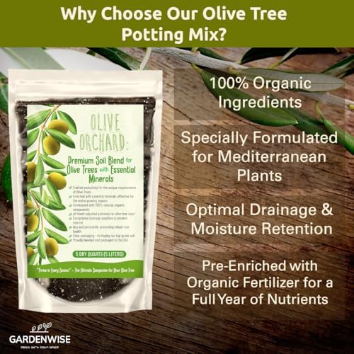 GARDENWISE Organic Olive Tree Potting Mix – Fast-Draining, Nutrient-Rich Soil for Indoor & Outdoor Olive Trees – Mediterranean Plant Care – Long-Lasting Formula (10 QUARTS) - Image 2