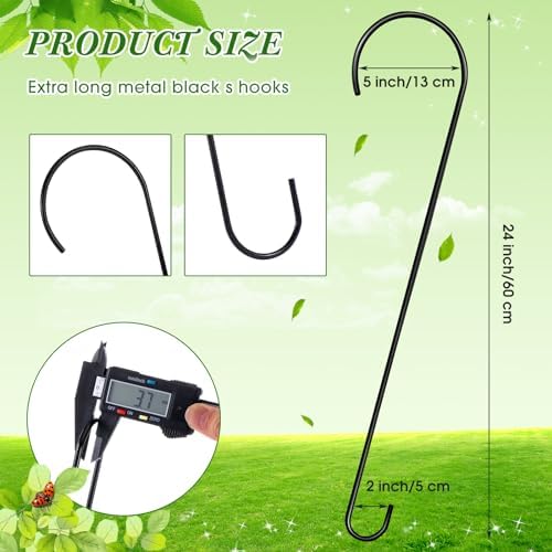 S Hooks for Hanging Plants Branch Hook, 12 Pack, Black, 24 Inch - Image 2