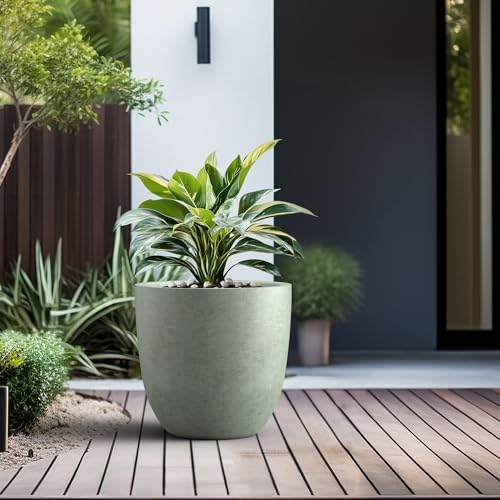 Kante Large Round Bowl Mint Green Concrete Planter 18" Dia, Outdoor - Image 4