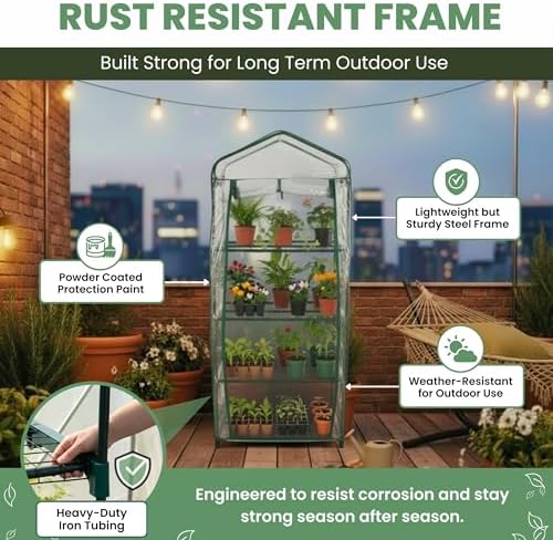 Pure Garden 4 Tier Mini Greenhouse, 27.5x19x63-Inch - Image 4