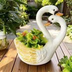 White Resin Flower Container Garden Decor, Outdoor with Pastoral Patio and Balcony, Lightweight Lasting Craft Ornament(Model B) - Image 6