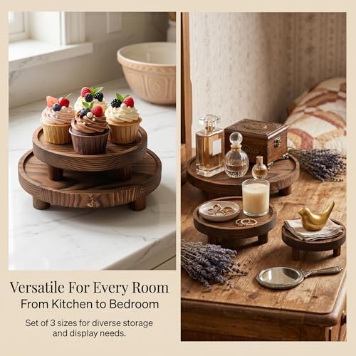 6 PCS 5/6/8 Inch Wooden Risers for Display Wood Pedestal Stand (Brown) - Image 4