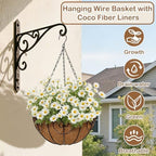 12 inch Metal Hanging Baskets for Plants Outdoor, 4 Pack Metal Wire Hanging Basket Planter with Coco Liner Flower Pots for Indoor Outdoor Garden Porch Patio, Heart-Shaped - Image 2