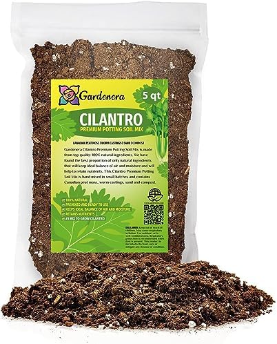 Premium Cilantro Plant Soil Mix by Gardenera - Stimulate Growth and Intensify Flavor with Nourishing Formula - 5 Quart by Gardenera