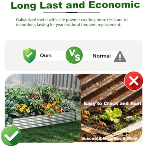 2PCS 12x2x1ft Galvanized Raised Garden Bed Outdoor Patio, Long Rectangular Metal Planter Boxes for Gardening, Vegetables, Flowers, Herbs.Silver,2 Pack - Image 4