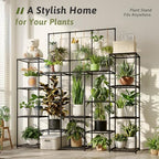 GENTINGBRO Metal Plant Stand Outdoor 63" Tall Plant Shelf for Plants 14-Tier Large Plant Sheves for Indoor Plants Living Room Heavy Duty Rack Garden Balcony Patio Hanging Planter - Image 4