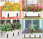 Y&M Adjustable Planter Brackets (6 to 12.5 in), Heavy Duty Iron Window Box Mounting Hooks for Balcony, Fences, Patio, Garden - Black - Image 4