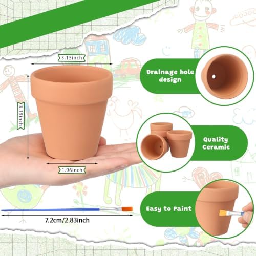10 Set 3.15" Terracotta Pots to Paint Paint Your Own Planters - Image 2
