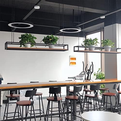 SOBS Creative Black Chain Hanging Wrought Iron Ceiling Basket Flower Stand Industrial Style Bar Restaurant Plant Pot Hanger Decorative Rack Floating Shelves Shelf (Size : 120x25x15cm) - Image 6