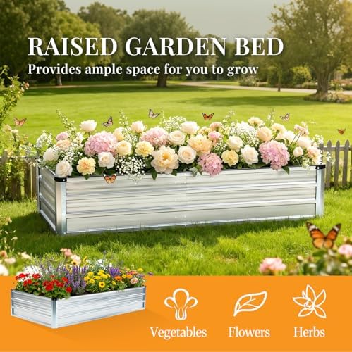 NEWBULIG Galvanized Raised Garden Bed, 6x3x1ft 2 Pack Planter Box, Silver - Image 4