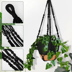 GARDIFE 10 Inch Hanging Planters with Macrame Plant Hanger for Indoor and Outdoor Plants, 2 Pack Large Self Watering Hanging Plant Pot with Basket Flower Pot with Drainage Hole, Black - Image 4