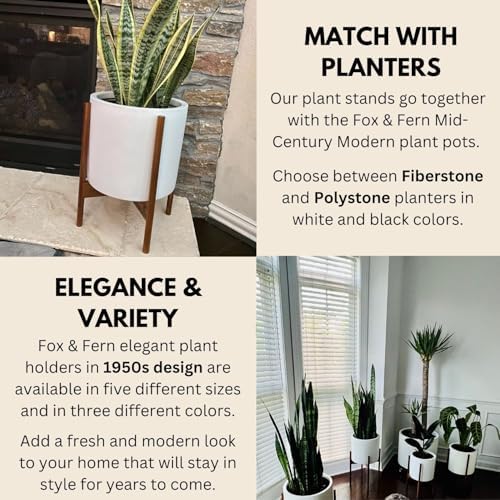 Fox & Fern Mid Century Plant Stands for Indoor Planters, Acacia, 11.8 Inch - Image 4