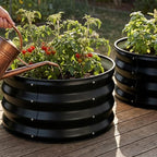 COMHOMA 3 Pack Round Raised Garden Bed 2x2x1ft,Galvanized Metal Planter Box Kit for Outdoor Gardening,Vegetable Flower Herb Growing Beds with Gloves Tools,Black - Image 4