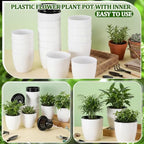 Self Watering Plant Pots, 3.5'', White Black, 54 Pcs - Image 5