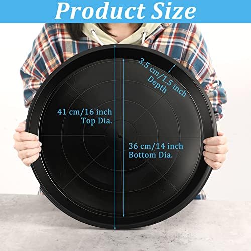Eccliy 6 Pack Plastic Plant Saucer, Round, 16 Inch, Black - Image 2
