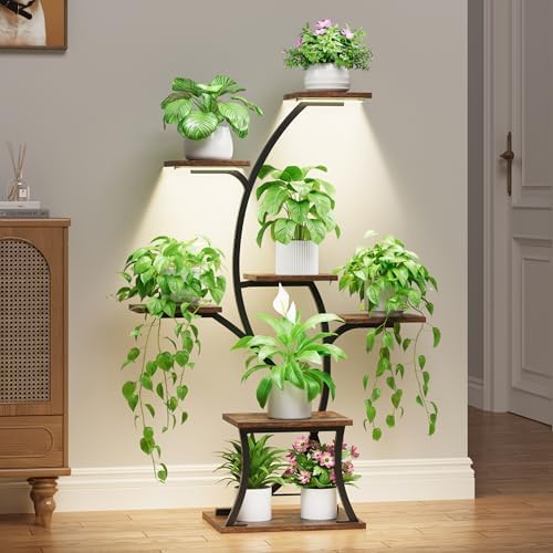 Indoor Plant Stand with Grow Light, 7 Tier 44" Plant Shelf by BEVAURORA