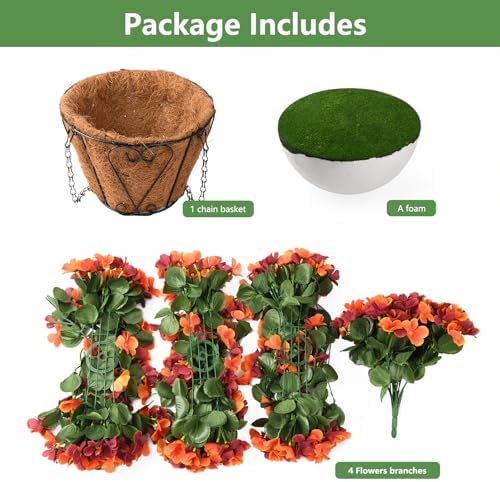 IINQCMY Artificial Flowers Fall Hanging Basket Outdoors Fake Begonias - Image 6