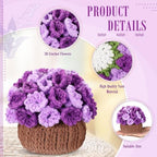 HunnmingRe 15 Pcs 3D Cute Crochet Flower Coasters Set, Spring Summer Floral Table Coasters with Plant Pot Holder, Soft Decorative Cup Mat, Housewarming Gift(Purple,Lily of the Valley​) - Image 2