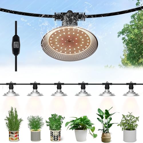 Outdoor LED Grow Light, Waterproof String Plant Growing Light, 21 FT Full Spectrum Growth Light, Suitable for Garden, Farm, Flower, Seedling Greenhouse Grow Light (6 Light) by Danshinro