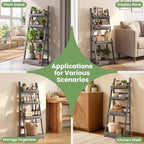 GIANTEX Foldable Wooden Plant Stand, 4-Tier Ladder Plant Shelf, Grey - Image 5