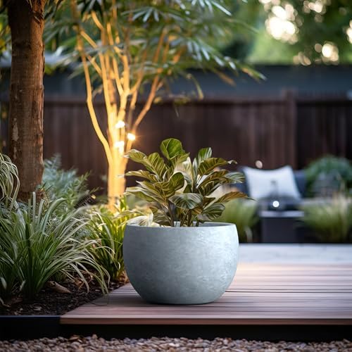 Kante Blue Gray Concrete Planter 15.7" Dia All-Weather Round Accent Pot - Image 3