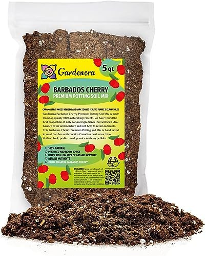 Organic Barbados Cherry Plant Soil Mix by Gardenera - Cultivate Fruity Excellence with Natural and Nutrient-Rich Formula - 5 Quart by Gardenera