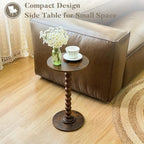 Fultyle Round Side Table, Small Drink Table for Small Spaces, Modern Accent Nightstand with Solid Wood Leg for Living Room, Bedroom, Corners, and Office (Rustic Brown) - Image 5
