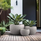 Kante Set of 3 CON Gray Concrete Bowl Planters 19.9" 15.7" 11.8" Dia - Image 4