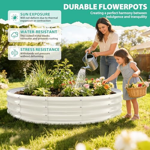 12 Inch Tall 72 Inch Diameter Round White Raised Garden Bed Kits Outdoor - Image 6