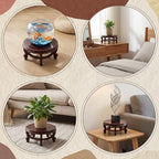 10 Inch Wooden Plant Stand Indoor Chinese Vase Fishbowl Display Stands Round Asian Style Wood Tall Planter Display for Home Indoor Plants Outdoor Decoration - Image 4