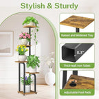 iDavosic.ly Tall Plant Stand Indoor, Corner Tiered Wooden Tray, Black Brown - Image 5