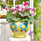 Sungmor 9 Inch Hand Painted Ceramic Succulent Plant Pots - Yellow & Daisy - Image 5