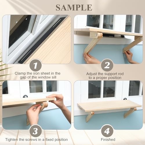 Colingmill Window Boxes Sill Plant Shelf 23.6 x 11 Inch Adjustable Window Boxes Sill Extender for Indoor Plants Shelf Cat Perch Easy Installation Without Damage for Micro Greens Seed Starter Planters - Image 6