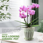 SUADEN 5" Ceramic Orchid Pots with Holes, Drainage and Separate Saucer - Image 6