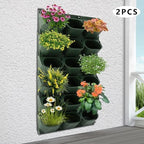 Vertical Wall Planter, 36pots Wall-Mounted Flower Pot Holder, Vertical Pocket Garden Wall Planter Outdoor Hanging Flower Pot, Stackable Grow Bags for Flowers Vegetables Fruits (Dark Green) - Image 4