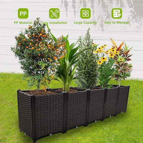 Large Planters for Outdoor Plants Rectangular Raised Garden Bed Elevated Planter Boxes Patio Balcony Deck for Planting Flowers, Vegetables, Tomatoes, and Herbs - Image 5