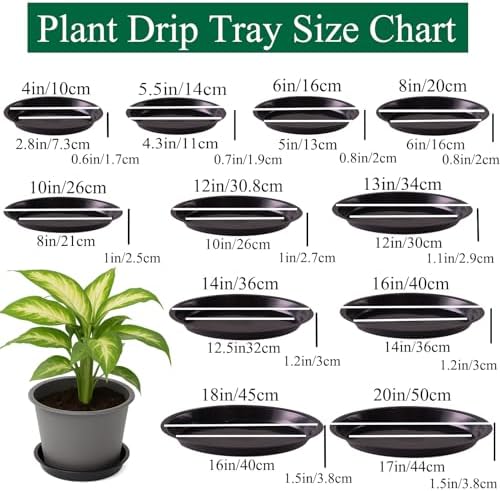 10 Pack Plant Saucer 20 Inches Plastic Drip Trays to Catch Water, Black - Image 2