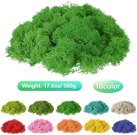 uxcell Preserved Reindeer Moss, 17.6oz Fake Moss for Crafts Artificial Dried Moss for Decoration Terrariums Potted Plants, Green - Image 2