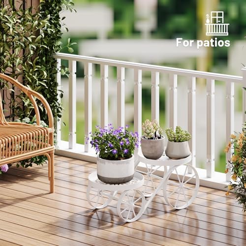 Metal Plant Stand Indoor Outdoor, 2-Tier Multi-Use Display Rack (White) - Image 2