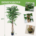 VECELO Artificial Ficus Tree with Sturdy Nursery Pot, 6FT Faux Silk Plant for Indoor Outdoor Home Garden Decor, 2 Pack - Image 6