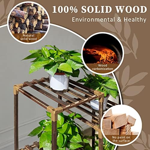Uneedem Plant Stand Indoor Outdoor, 10 Tiered Plant Shelf Wood Plant Rack - Image 2