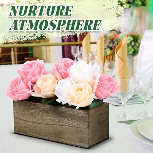 Havawish 10 Sets 10 x 4 x 4 in Wood Rectangular Planter Boxes Bulk Wood Flower Box Centerpiece Vases with Floral Foam Blocks Rustic Flower Pot Indoor Window for Wedding Arrangement - Image 5